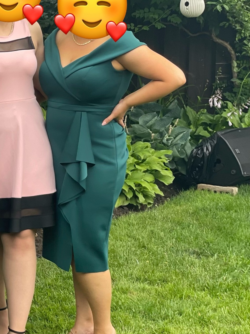 Xscape Emerald Green Ruffle Scuba Off The Shoulder Cocktail Midi Dress Size 12